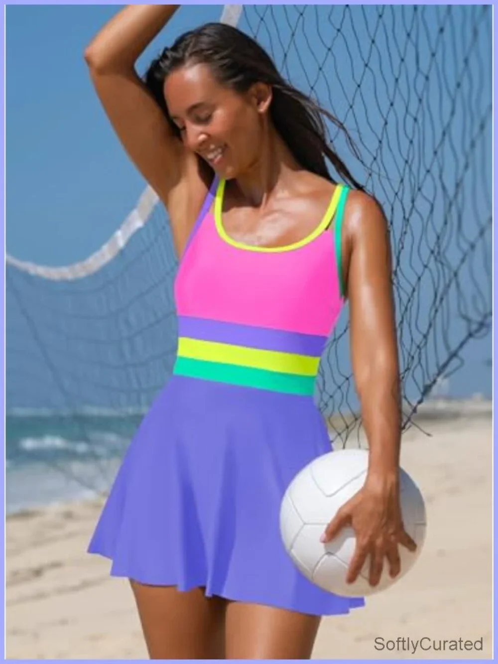 Tummy Control One Piece Swimsuit with Skirt Full Coverage Modest